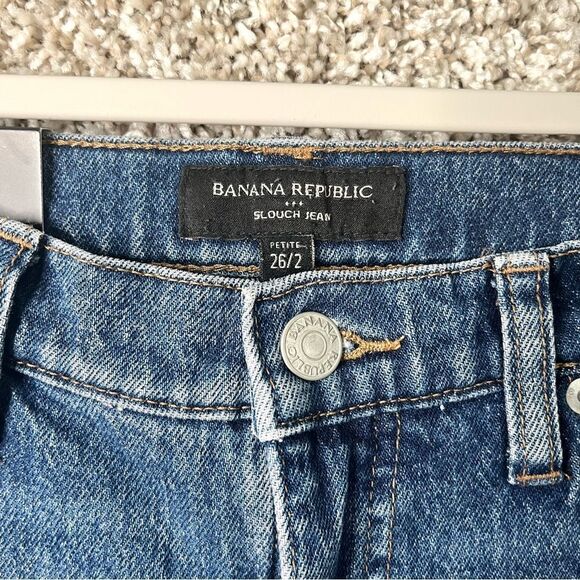 Banana Republic Jeans Women’s 2P Dark Denim Blue Wash Slouch Straight Leg NWT - Picture 2 of 10